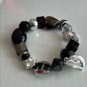 Elegant Black and Silver Beaded Bracelet